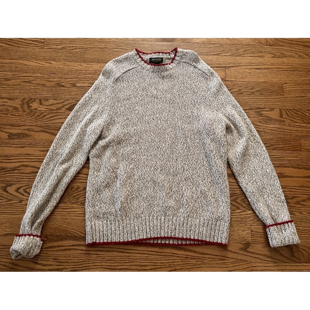 Eddie Bauer Ragg Wool Sweater Mens XL Tall Crewneck Pullover Chunky Knit Comfy